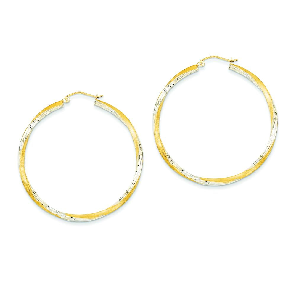 14K Two-Tone Gold Polished Hoop Earrings Approximate Measurements 18mm x 14mm 14K Two-Tone Gold Polished Hoop Earrings Approximate Measurements 18mm x 14mm