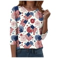 thumbnail image 5 of UngA 250th Anniversary USA Shirt Women American Flag 3/4 Sleeve Shirt 4th of July T-Shirt USA Flag Patriotic Tee Tops (Beige,S), 5 of 8