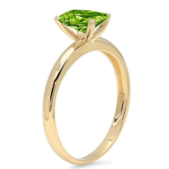1 ct Emerald Cut Natural Peridot Solitaire Engagement Ring for Women in 18K Yellow Gold