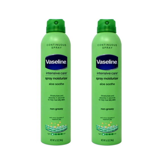 Vaseline Spray & Go Moisturizer, Aloe Fresh, 6.5 oz (Pack of 2)