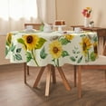 thumbnail image 6 of Round Sunflower Tablecloth 60x60 inch, Waterproof Wrinkle Resistant Durable Polyester Table Cover Spring Summer Watercolor Floral Tablecloth for Indoor and Outdoor, Holiday Kitchen Dining and Parties, 6 of 6