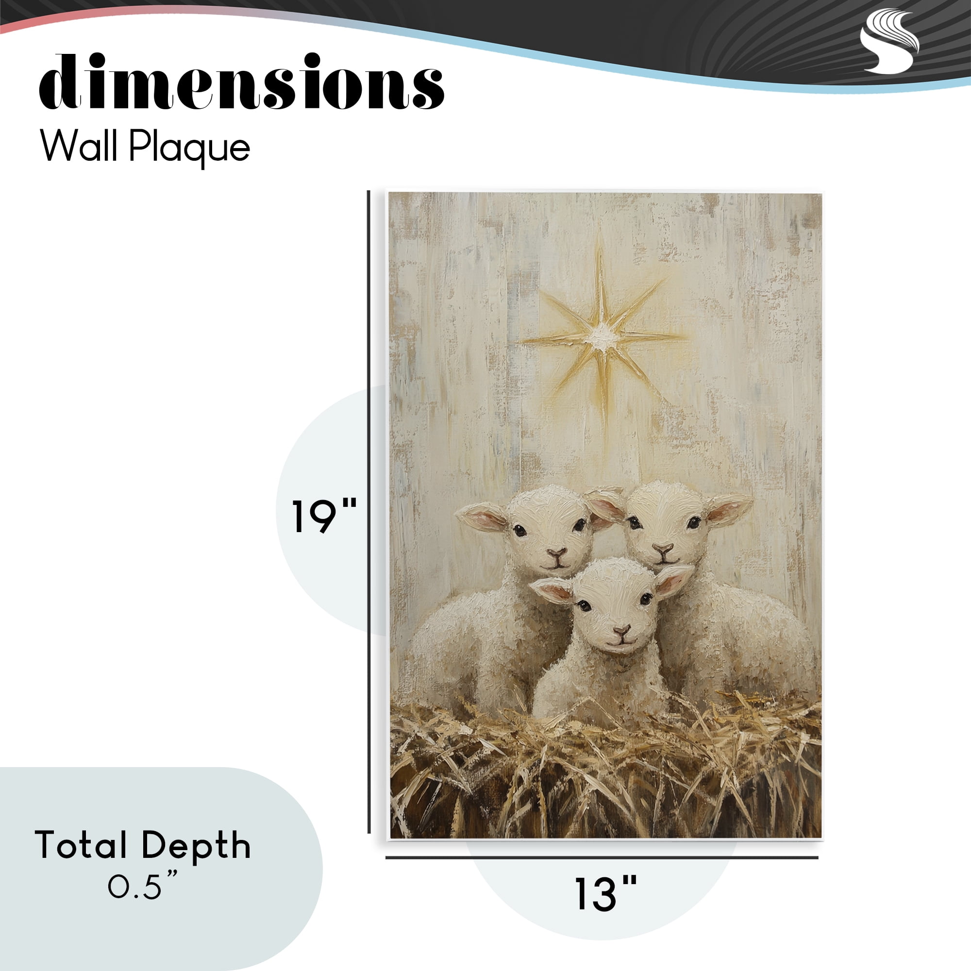 Christmas Lambs Trio Wall Plaque Art, design by Petal Prints Design