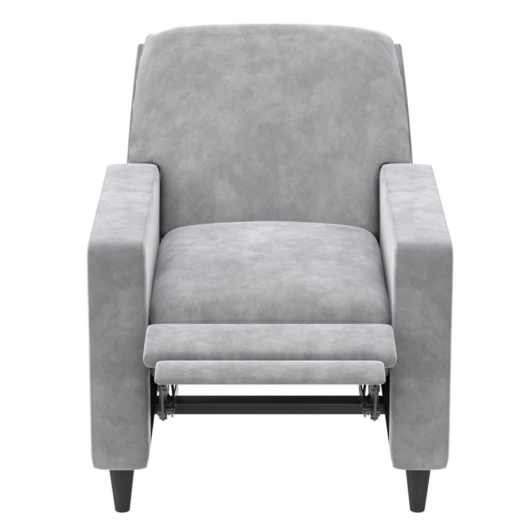 Novogratz Lana Pushback Recliner Light Gray Velvet Walmart