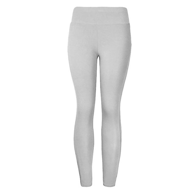 Pantalones de Yoga de compresión Baoblaze con bolsillo para mujeres Control de entrenamiento de elevación de trasero mallas Leggings Gris L