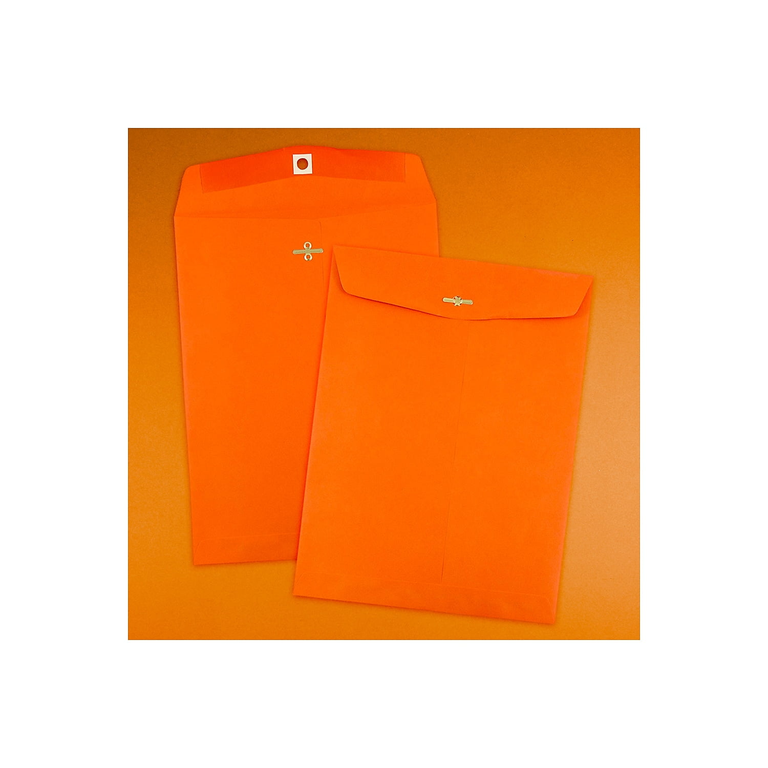 JAM Paper 10 x 13 Clasp Envelopes, Orange, 50/Pack
