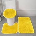thumbnail image 4 of Bathroom Rugs Bath Rugs Bathroom Rug Set of 3 Soft Anti-Slip Bath Mats U-Shaped Contour Toilet Rug Lid Cover Bathroom Accessories, Pink, 4 of 6