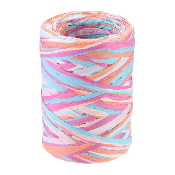 Uxcell Raffia Paper Craft Rope Handmade Twisted Paper Craft String Cord Rope for Decoration Gift Packaging Peach Pink, Orange, Light Pink, Light Blue