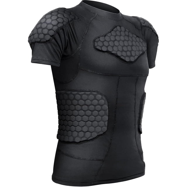 Men's Sports Shock Rash Guard Compression Padded Shirt Soccer Basketball Protective Gear Chest Rib Guards-week