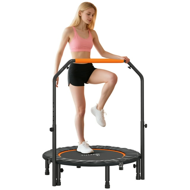 Soozier Trampoline de Rebond 40 Pouces pour Adulte avec Poignée Ajustable, Orange