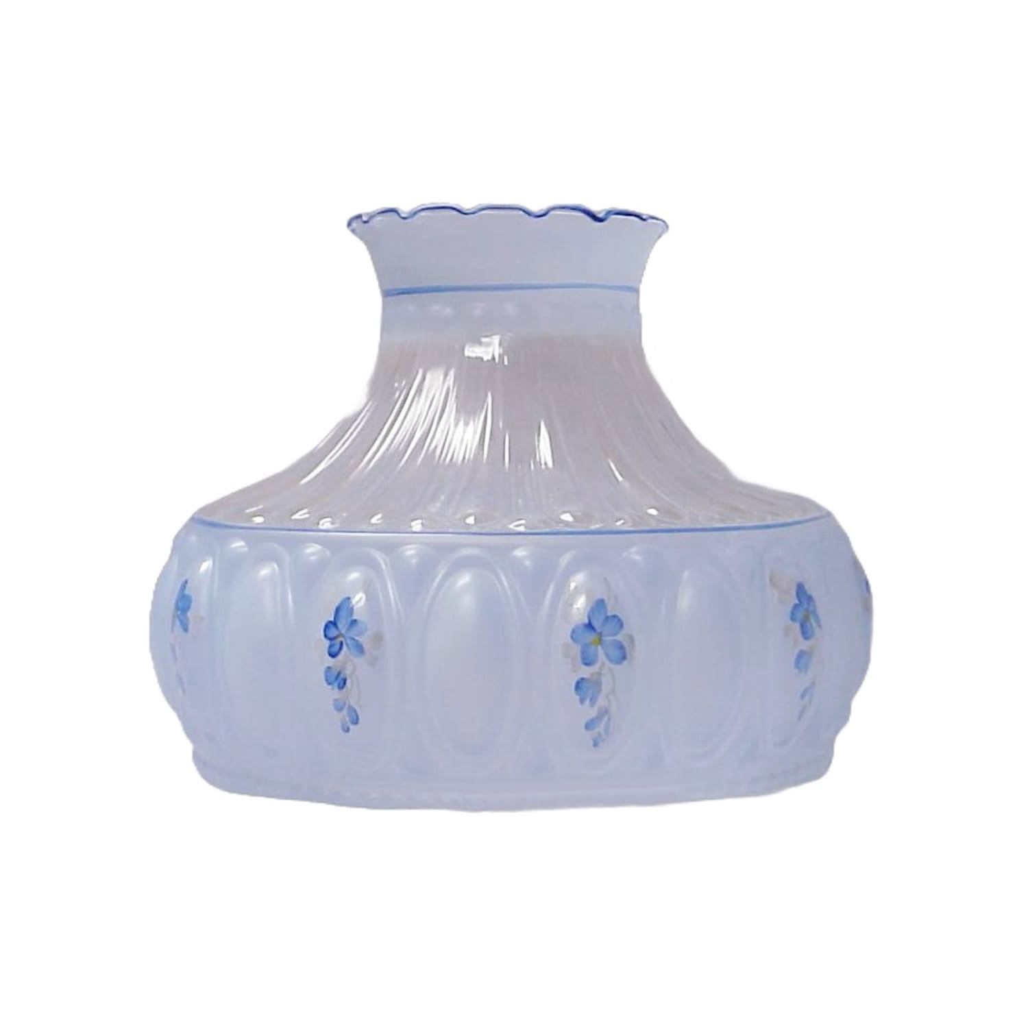 Aladdin Blue Meadow Flower Glass Oil Lamp Shade Clear Top 10 inch