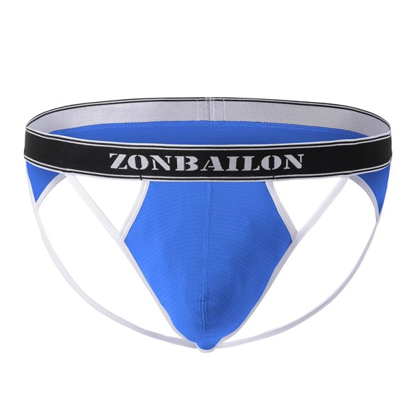 TANBOM Men's Tagless Breathable Soft Thong Underwear, Blue, 1-Pack, M