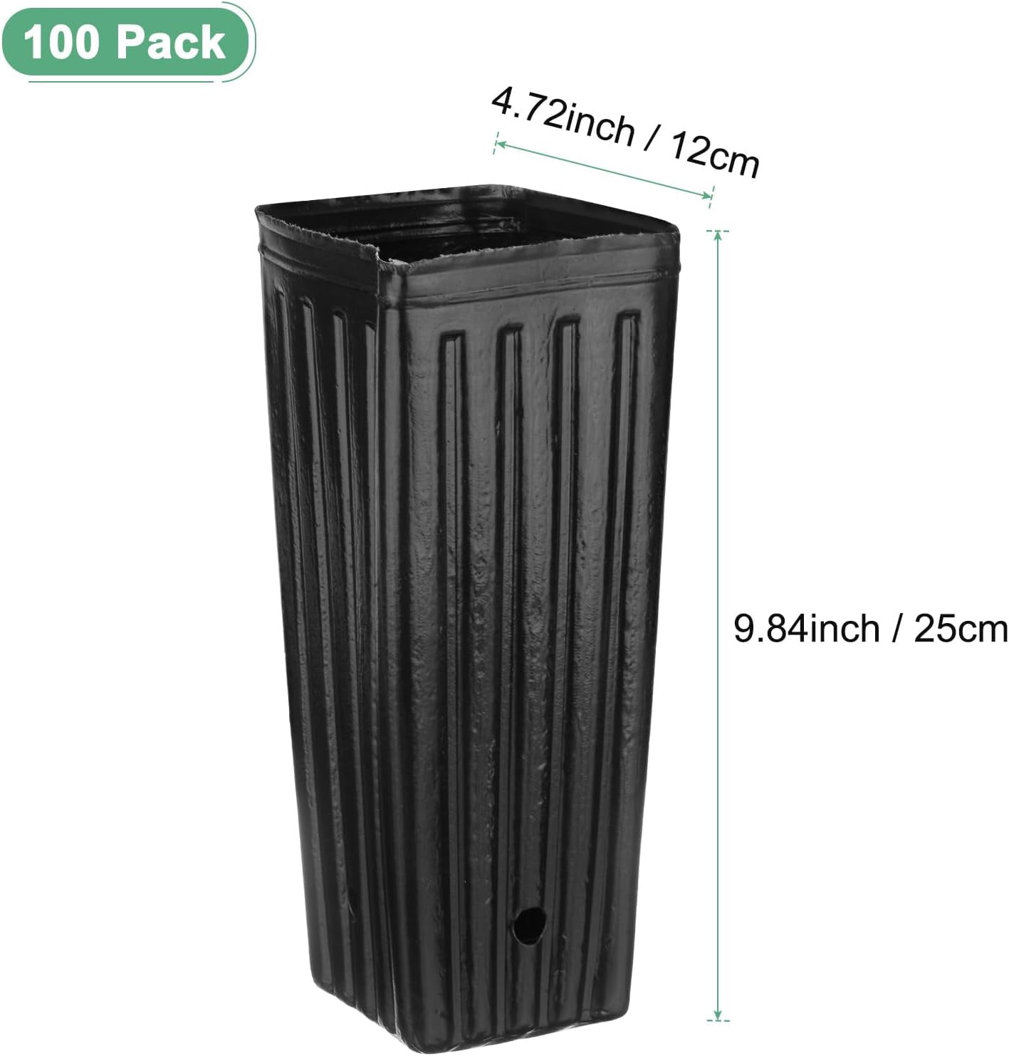 100-Pack Plant Nursery Pots, 4.72x4.72x9.84 Inch Plastic Deep Growing Pots Succulent Planter Flower Tree pots with Drainage Holes for Indoor Outdoor Gardening [Black] -