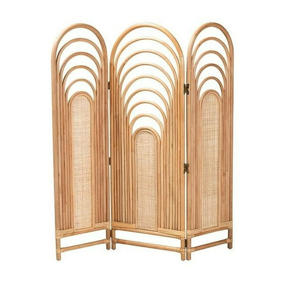 bali & pari Golda Modern Bohemian Natural Brown Rattan Room Divider