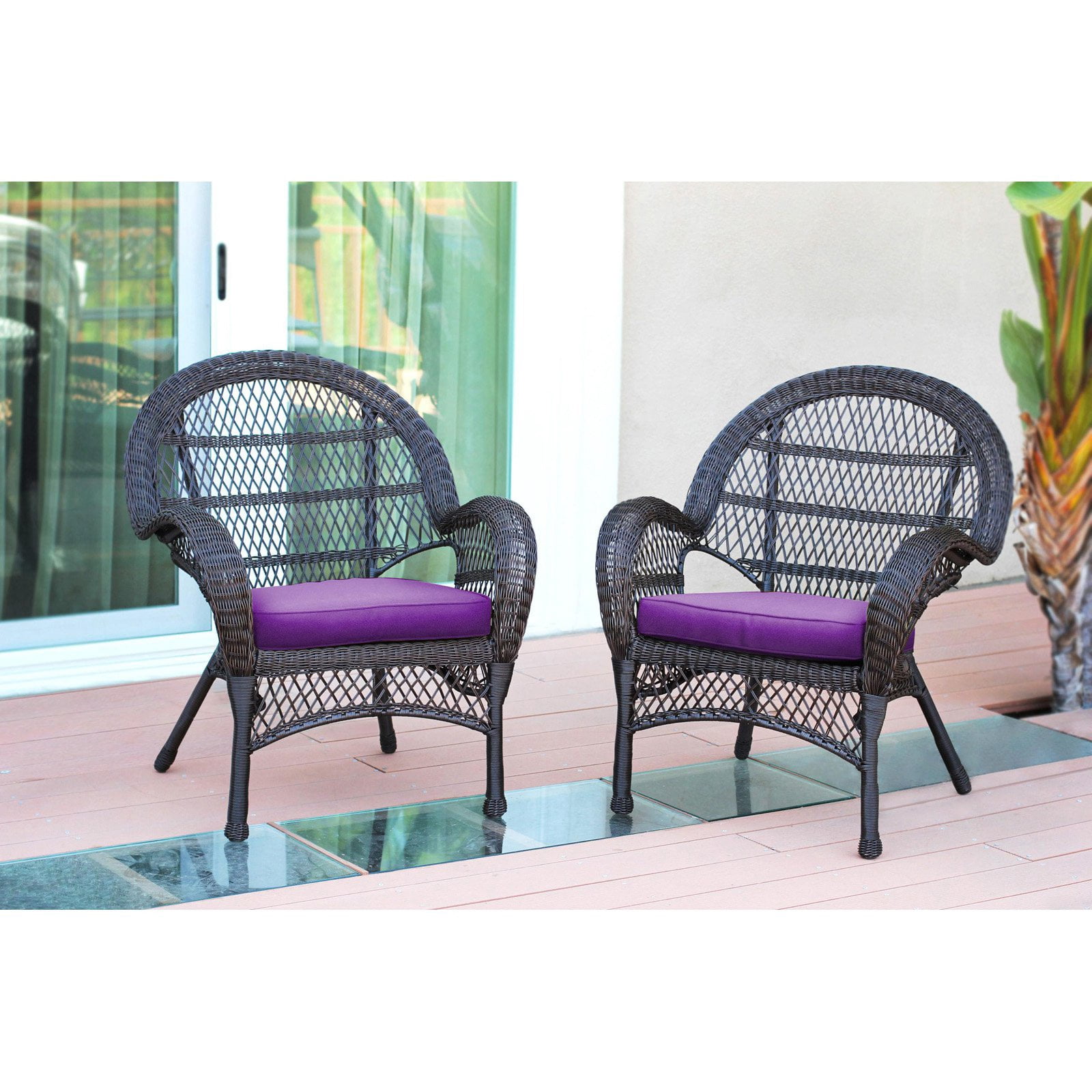 Jeco Santa Maria Wicker Patio Chairs with Optional Cushion Set of 2