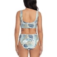thumbnail image 3 of Rocae Algae Corals and Seashells for Bikini Set for Women Two Piece Sexy High Swimsuits Split Crossover Bikini X-Large, 3 of 9