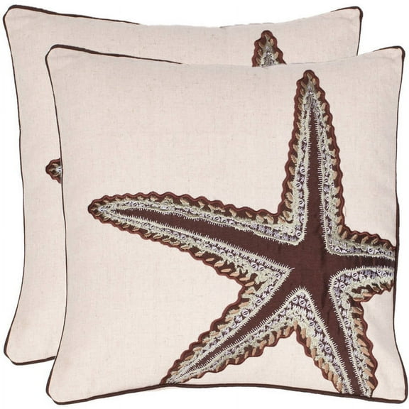 Safavieh Lucky Star 18" x 18" Ecru Pillow, Set of 2