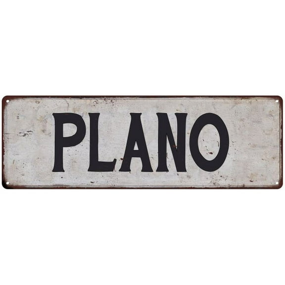 PLANO Vintage Look Rustic Metal City State Sign 6 x 18 Matte Finish Metal 106180041021