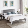 thumbnail image 3 of Katkuca Full Bed Frame, Upholstered Queen Size Platform Bed Frame with Adjustable Headboard, Strong Wood Slat Support, No Box Spring Needed, Dark Gray, 3 of 7
