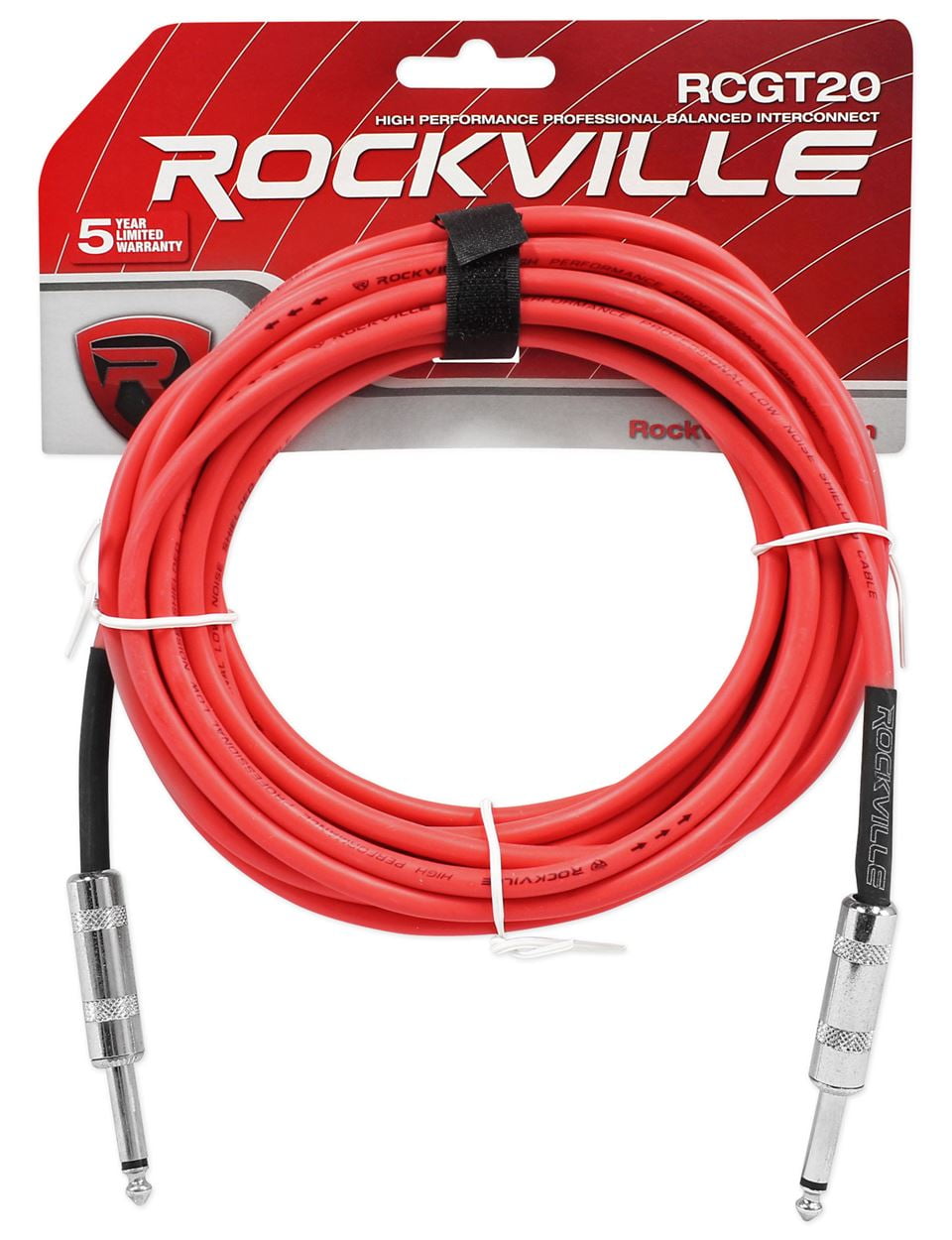 2 Rockville RCGT20R 20'  1/4" TS to 1/4'' TS Guitar/Instrument Cable