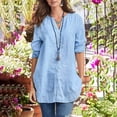 thumbnail image 2 of asddcavvf Blouse for Women Women's Solid Color Linen Longline Shirt Cardigan Size Available, 2 of 8