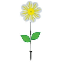 In the Breeze 2686 — 13-Inch White Daisy Flower Spinner, Colorful Yard and Garden Flower Spinner
