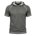 thumbnail image 7 of Uwinwear Men's Activewear T-Shirts Hooded Outdoor Short Sleeve Tops Summer Beach Casual Slim Fit Pullover Breathable Casual Wear,Dark Gray,XXXL, 7 of 7