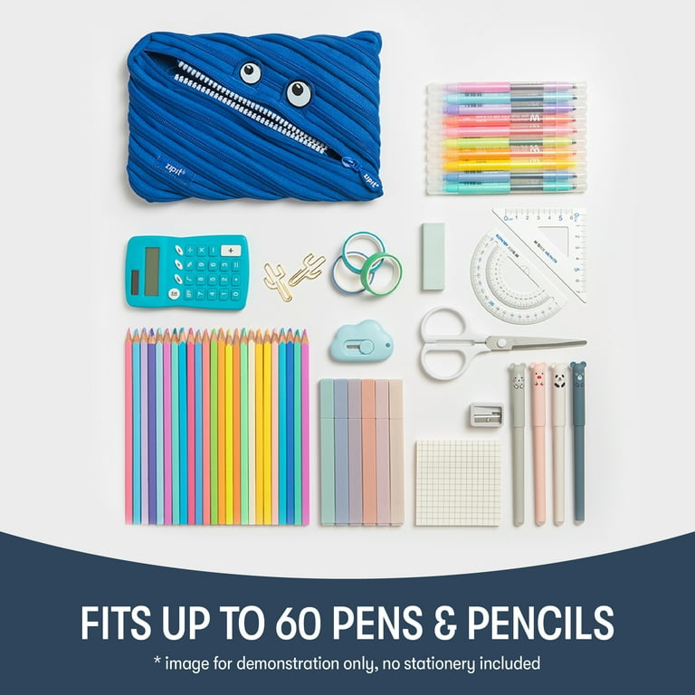 ZIPIT Monster Large Pencil Case, Blue Pencil Pouch - Walmart.com