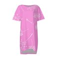thumbnail image 3 of Gibobby Vestido de verano casual para mujer Vestido de manga corta con cuello redondo informal de verano con estampado floral elegante y agraciado para mujer(Rosa,CH), 3 of 5