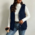 thumbnail image 2 of Lightweight Hoodies for Women Zaewscy Women Hooded Sleeveless Vest Button Front Casual Drawstring Waistcoat with Side Pockets Navy S, 2 of 6