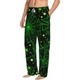 thumbnail image 2 of Sigee Green Bright Web with Spiders Print Men's Pajama Pants - Soft Lounge Sleep Bottoms with Elastic Waistband and Pockets-Medium, 2 of 9