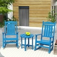 thumbnail image 2 of Polytrends  Laguna 3-Piece Poly Weather-Resistant Rocking Chairs with Side Table Set Pacific Blue, 2 of 5