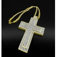thumbnail image 2 of ORENTINI 18K Gold Plated Stainless Steel 3.5mm Cuban Link Chain with CZ Iced Out 3" Cross Pendant and Gift Box for Men, Woman. 28 In Length Lobster Clasp, 2 of 6