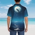 thumbnail image 4 of Balery Night Sky Moon Dolphin Camisas hawaianas de manga corta para hombre, camisas playeras de corte holgado, camisas de vacaciones con botones,Large, 4 of 7