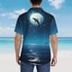 thumbnail image 4 of Balery Night Sky Moon Dolphin Camisas hawaianas de manga corta para hombre, camisas playeras de corte holgado, camisas de vacaciones con botones,Large, 4 of 7