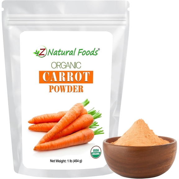 Z Natural Foods Organic Carrot Powder, Natural Superfood Powder for Vision and Heart Health, Great in Juices, Smoothies, and Recipes, Non-GMO, Vegan, Gluten-Free, Kosher, 1 lb