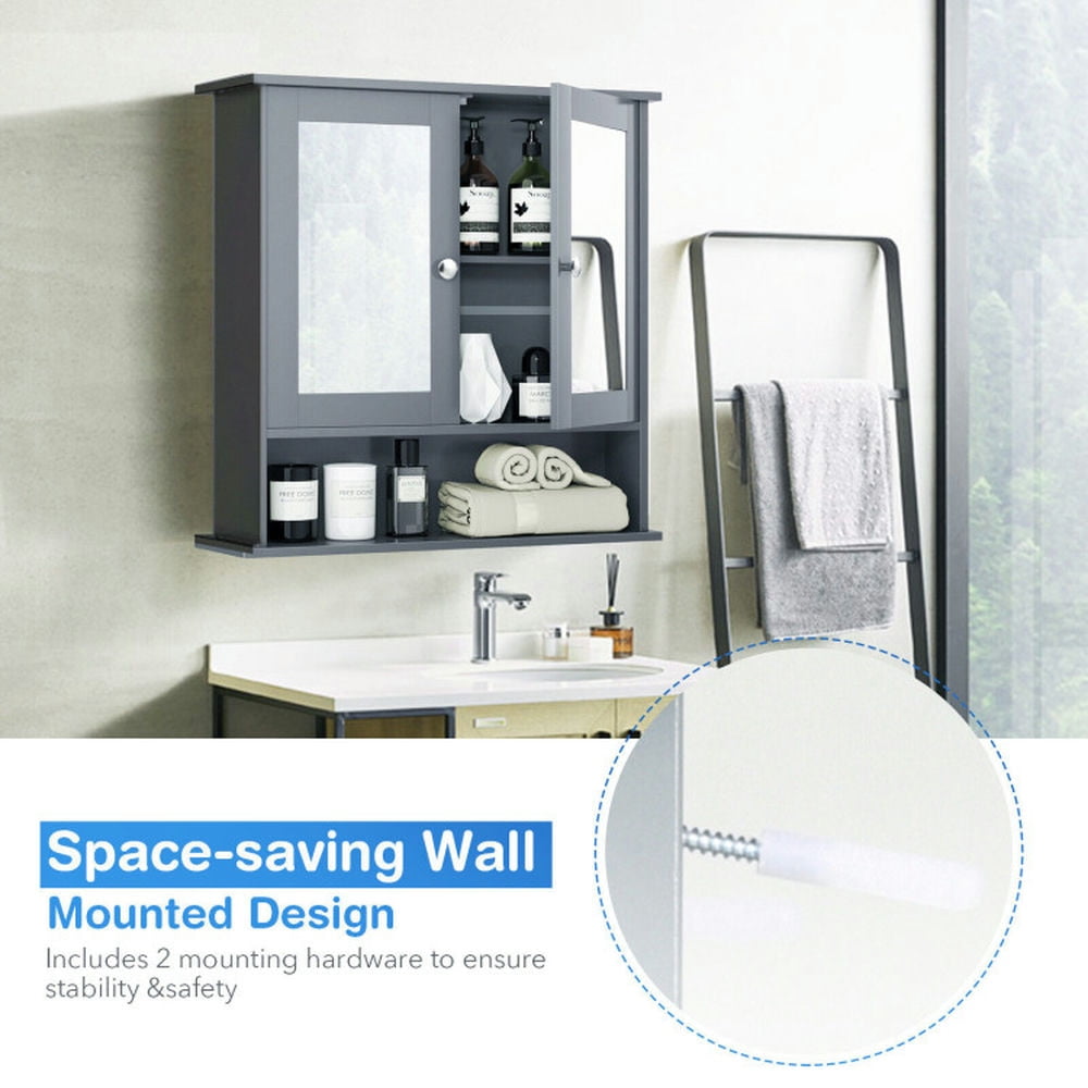 Finihen Bathroom Wall Cabinet, Wall Mounted Bathroom Mirror Cabinet, Bathroom Wall Mount Mirror Cabinet Organizer, for Bathroom, Gray Finihen Bathroom Wall Cabinet, Wall Mounted Bathroom Mirror Cabinet, Bathroom Wall Mount Mirror Cabinet Organizer, for Bathroom, Gray