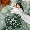 thumbnail image 4 of Manfei Ancient Aztec Theme Twin Bedding Sets 7-Piece,Green Geometric Geometry Bedding Comforter Set 7-Piece,Boho Bohemain Flower Sheet Sets,Microfiber Bedroom Decorative Reversible, 4 of 7