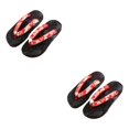 thumbnail image 3 of ZheElen Japanese Clogs Slippers Geta Sandals Flip Flops for Men Women 36 Red Round Size 40 2Set, 3 of 6