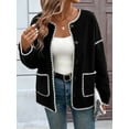 thumbnail image 4 of Cropped Cardigan Sweaters for Women Fall Dressy Casual Long Sleeve Button Down Knit- Jacket Outwear Black L, 4 of 9