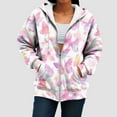 thumbnail image 6 of felwors Zip Up Hoodie Women Butterfly Graphic Hoodies Long Sleeve Oversized Y2K Sweatshirts Cute jackets Plus Size for Girls Light Pink, M, 6 of 7