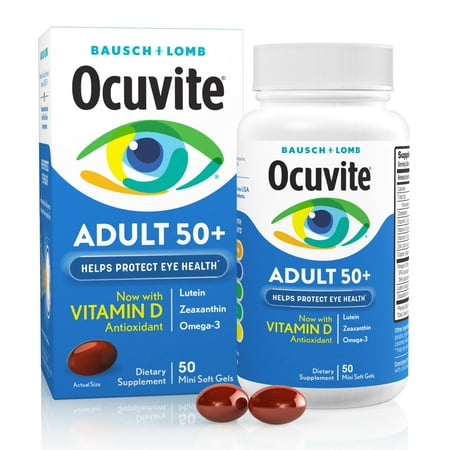 Ocuvite Adult 50 Plus Eye Vitamins and Minerals with Lutein and Zeaxanthin and Omega 3 Softgels, 50 Count