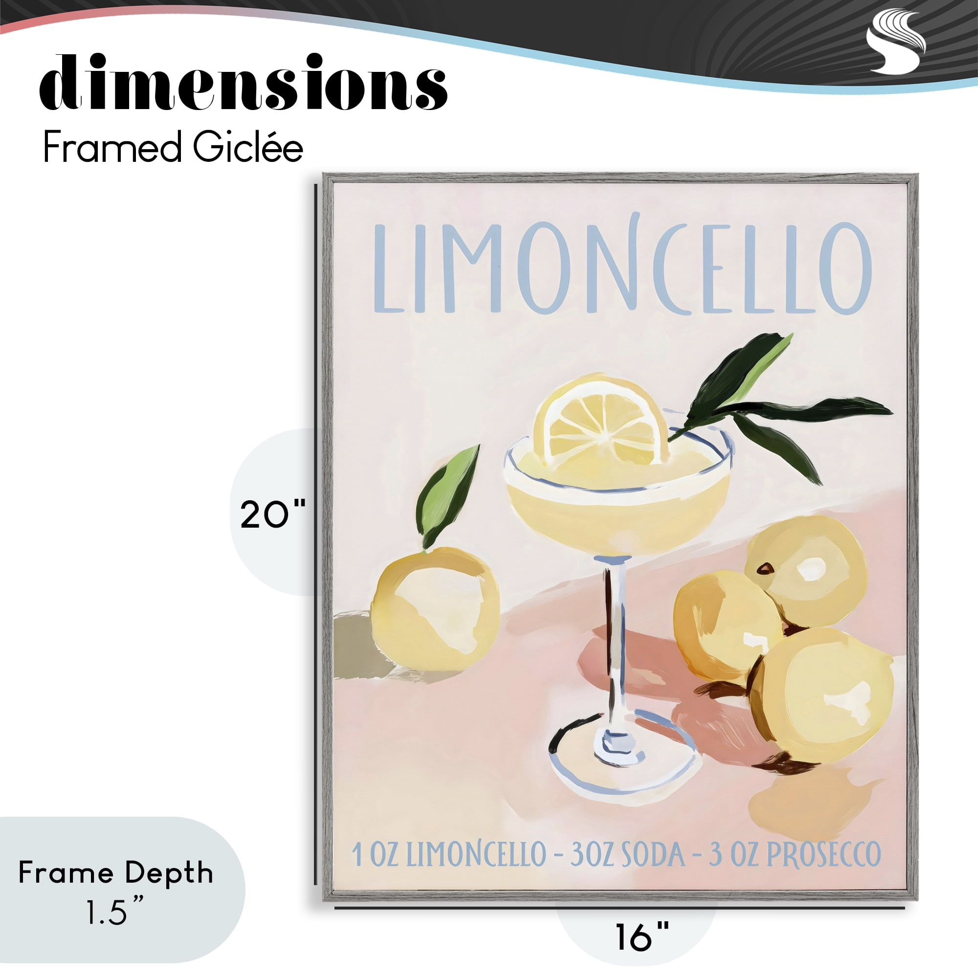 Stupell Industries Limoncello Summer Cocktail Gray Framed Giclee Art, design by Sisi and Seb