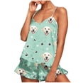 thumbnail image 2 of Conjunto de pijama de poliéster con tirantes finos y estampado de moda para mujer, 2 of 8
