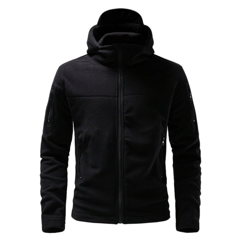 Mens Fashion Business Solid Multi Pocket Hood Leisure Large Zipper Jacket Hooded Anorak Jacket Men