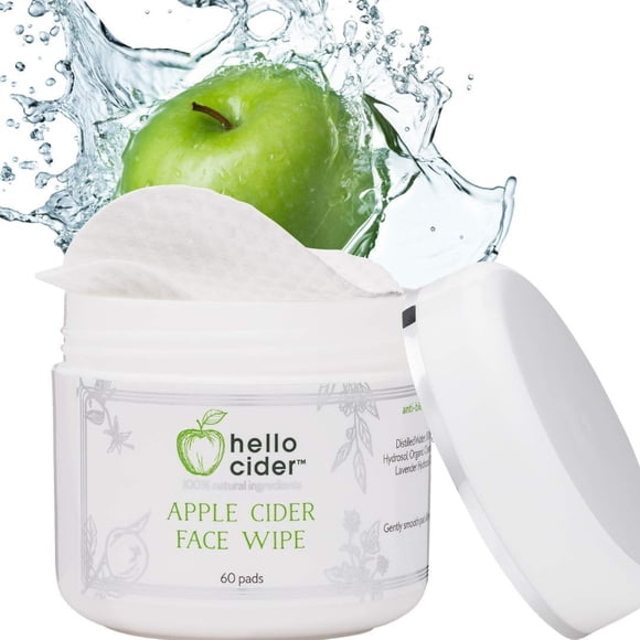 Almohadillas tónicas faciales para acné, vinagre de sidra de manzana, árbol de té orgánico, hamamelis, rosa y lavanda. Limpiar Tono Hidratar Calmar y Calmar. 60 almohadillas. Estados Unidos por Hello