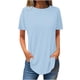 thumbnail image 2 of Fiudx Liquidación de Ahorros de Verano Blusa de Manga Corta Vendida a La Moda para Mujer, Blusas Informales con Cuello Redondo, 2 of 3