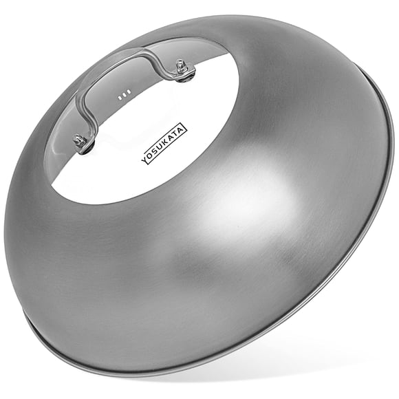 Plancha Wok Lid YOSUKATA Premium de acero inoxidable con forma de cúpula de 34,5 cm con cristal