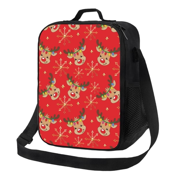 Balery Christmas With Cute Deer Caja de Almuerzo y Bolsa de Almuerzo para Hombres y Mujeres, Bolsa de Almuerzo Reutilizable con Gran Capacidad, Bolsa de Almuerzo Aislada