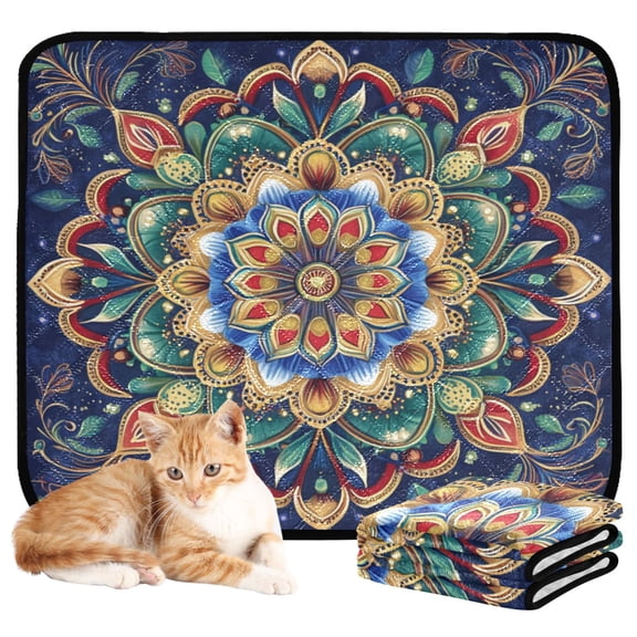 Washable Pet Pee Pads with Super Absorbent Reusable Training Pads for Dogs & Cats Vibrant Mandala Pattern