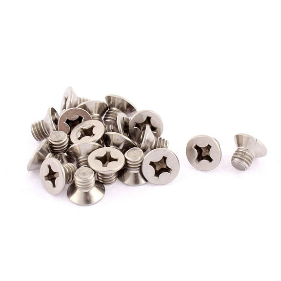Unique Bargains M6 x 8mm Head Stainless Steel Countersunk Bolts Machine Screws 20pcs